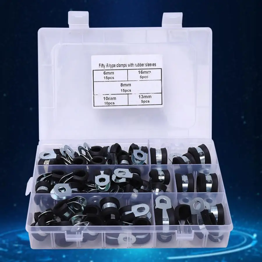 50 шт 6/8/10/13/16 мм в виде буквы «R» Тип резиновый мягкий шланг зажим Цифровой Электрический провод кабельный зажим