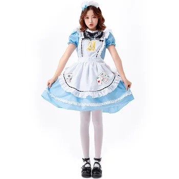

Womans Adorable Alice In Wonderland Alice Maid Lolita Set Fancy-Dress Adult Halloween Costume