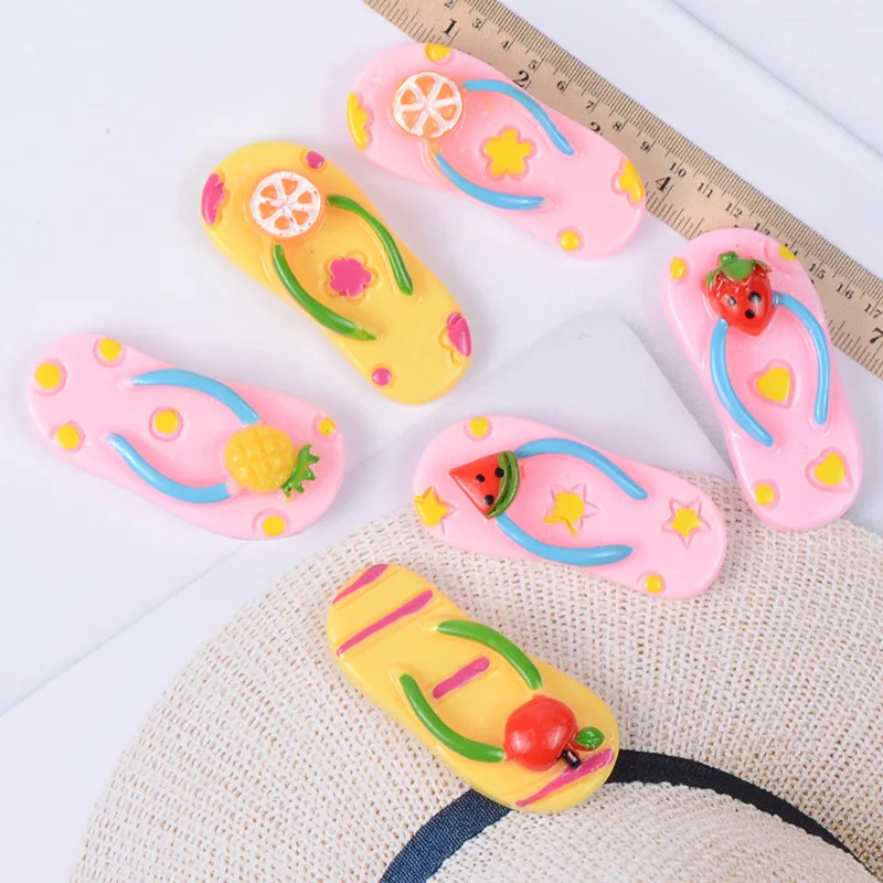 

2pcs Resin Fruit Slippers Accessories Slime Kit Super Light Clay Additive Slider Playdough Tool DIY Materials Crystal Mud Filler