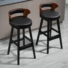 

Solid Wood Kitchen Bar Chair High Stool Nordic Home Bar Chair Backrest Black Restaurant Cadeiras De Espera Dining Chair EB5BY