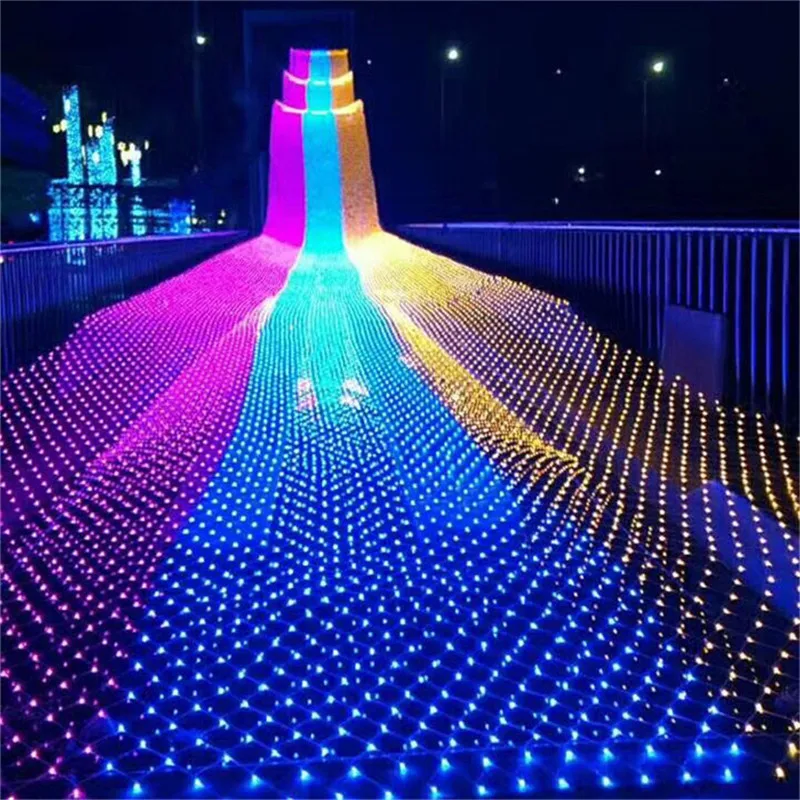 

3M*2 M 200Leds Fairy Starry Wedding Party Garland Lamp Led Net Mesh String Light Home Garden Wall TV Backgroun Decorate #