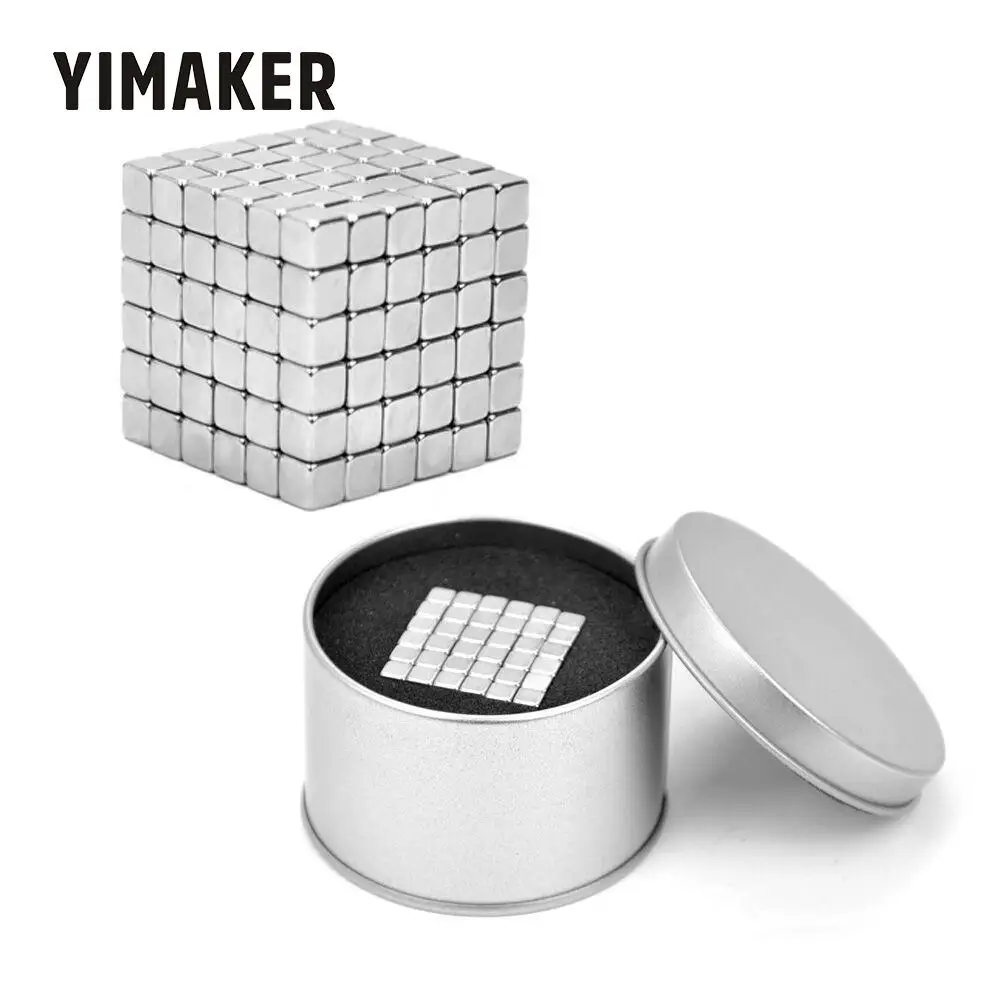 YIMAKER 216 шт 5*5*5 мм квадратный магнит Неодимовый магнитный NdFeB imanes DIY бак нео-кубы головоломки магниты для "сделай сам"