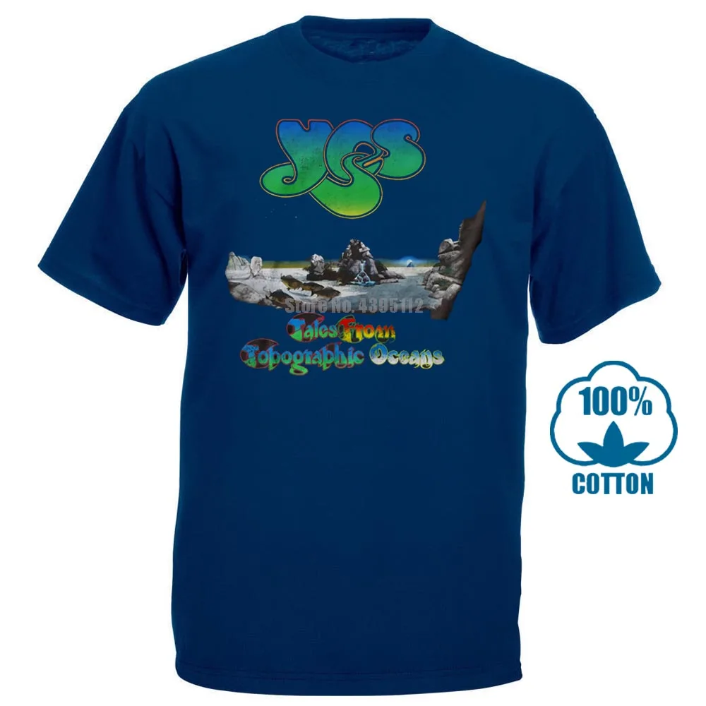 Yes топографическая футболка с океаном Размеры s m l Xl 2Xl новая официальная футболка Yes Band - Цвет: Тёмно-синий