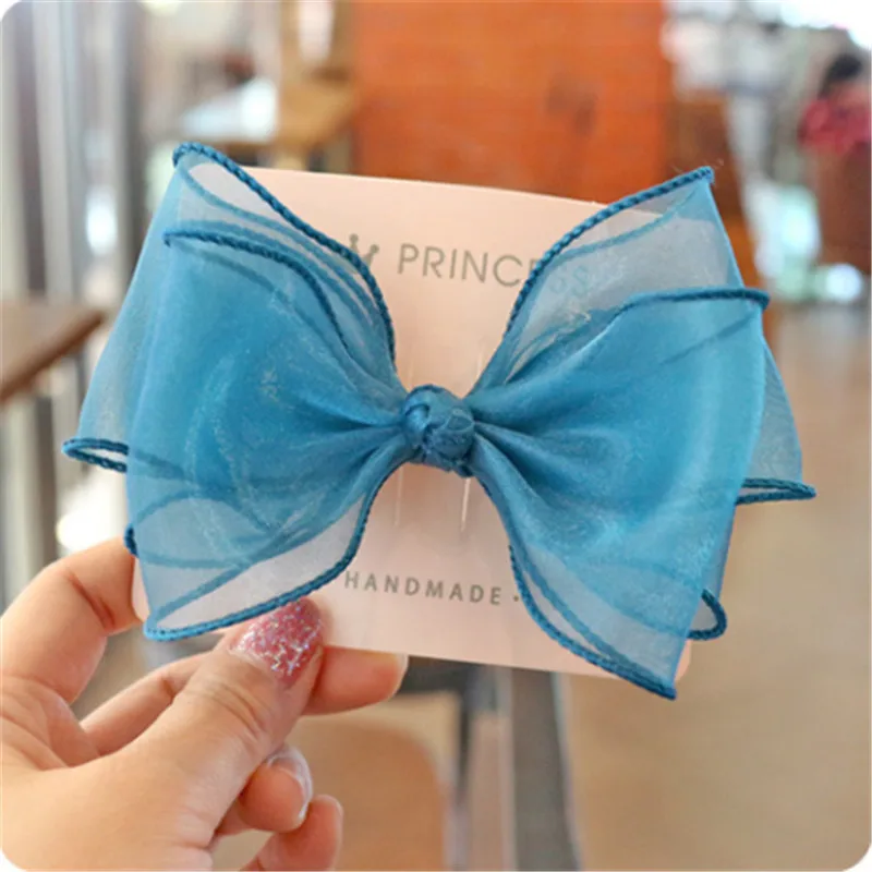 three layer bow 5 10 шт./лот, новинка, блестящая пряжа, бант, заколки для волос, подарок для детей, ручная работа, аксессуары для волос, четыре слоя, большой бант, Детские волосы для девочек, заколки, головной убор - Цвет: three layer bow 5
