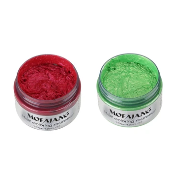 

2Pc Mofajang Style Styling Products Hair Color Wax Dye One-Time Molding Paste Hair Dye Wax Make Up Green & Red