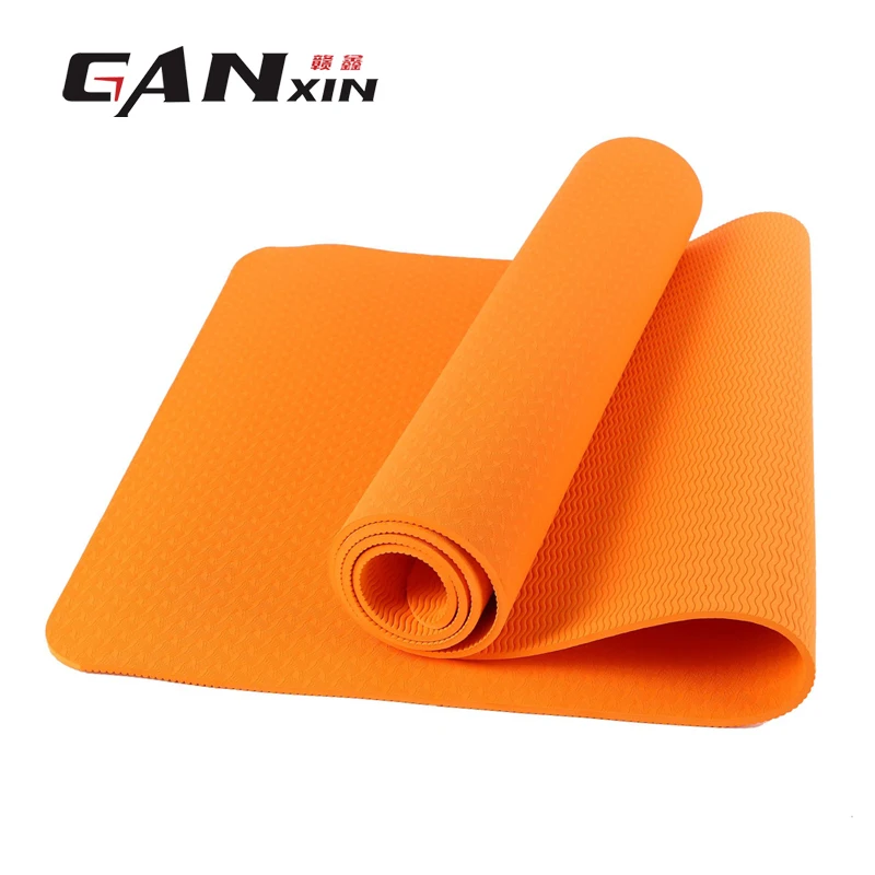 Коврик для йоги 6 мм TPE коврик для йоги с позиционной линией нескользящий коврик для начинающих складной экологический фитнес гимнастический коврик - Цвет: Оранжевый