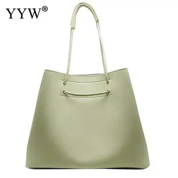 

2pcs/set PU Leather Shoulder Bag Women Large Capacity Handbags Tote With Small Zipper Purse Female Brown Black Drawstring Bags