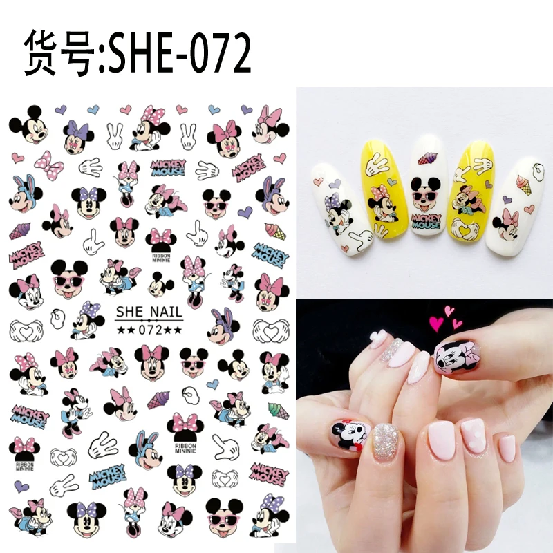 1PCS Disney Cartoon Anime Stitch Nail Sticker Mickey Mouse Donald Duck Nail Slider Dumbo Lion King Art Nail Decoration