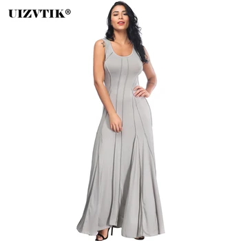 

Spring Summer Dress Women 2020 Eelagnt Sexy Sleeveless Ball Gown Maxi Dress Fashion Plus Size Slim Solid Long Party vestidos 3XL