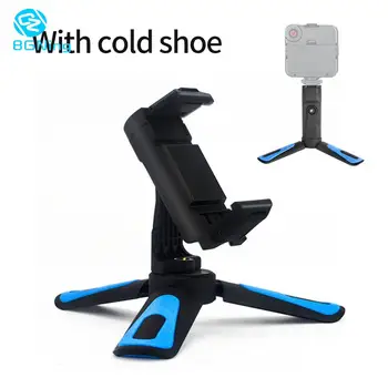

360 Rotation Vertical 2 in 1 Mini Desktop Tripod Phone Mount Holder Stand Bracket for 58mm-85mm Mobile Clip Clamp with Cold Shoe