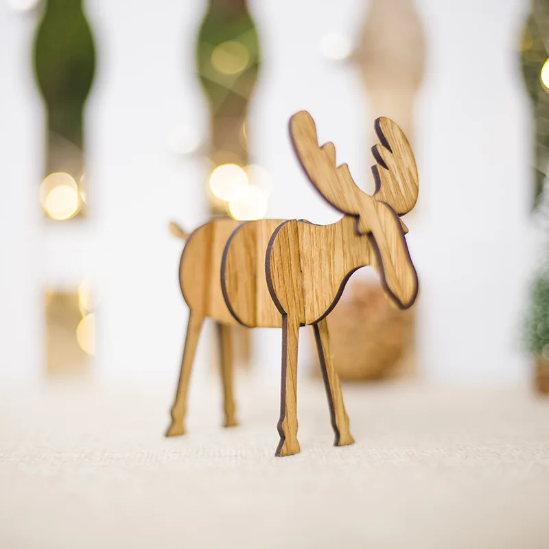 DIY деревянный орнамент с оленями украшения для рождества детские подарки для дома, баров торговых центров праздничный кулон - Цвет: B-Small