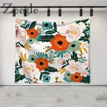 

Zeegle Tapestry Tropical Plant Cartoon Flower Tapestries Tablecloth Bedspread Texture Carpet Farmhouse Home Decor Wall Hanging