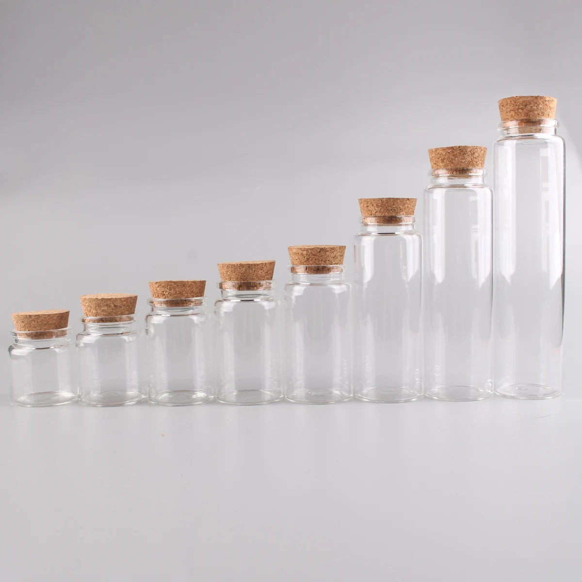 6 pieces/lot 50ml 60ml 80ml 100ml 120ml 150ml 200ml 240ml Glass Bottles With Cork Stopper Wishing Bottles For Wedding Favors 5