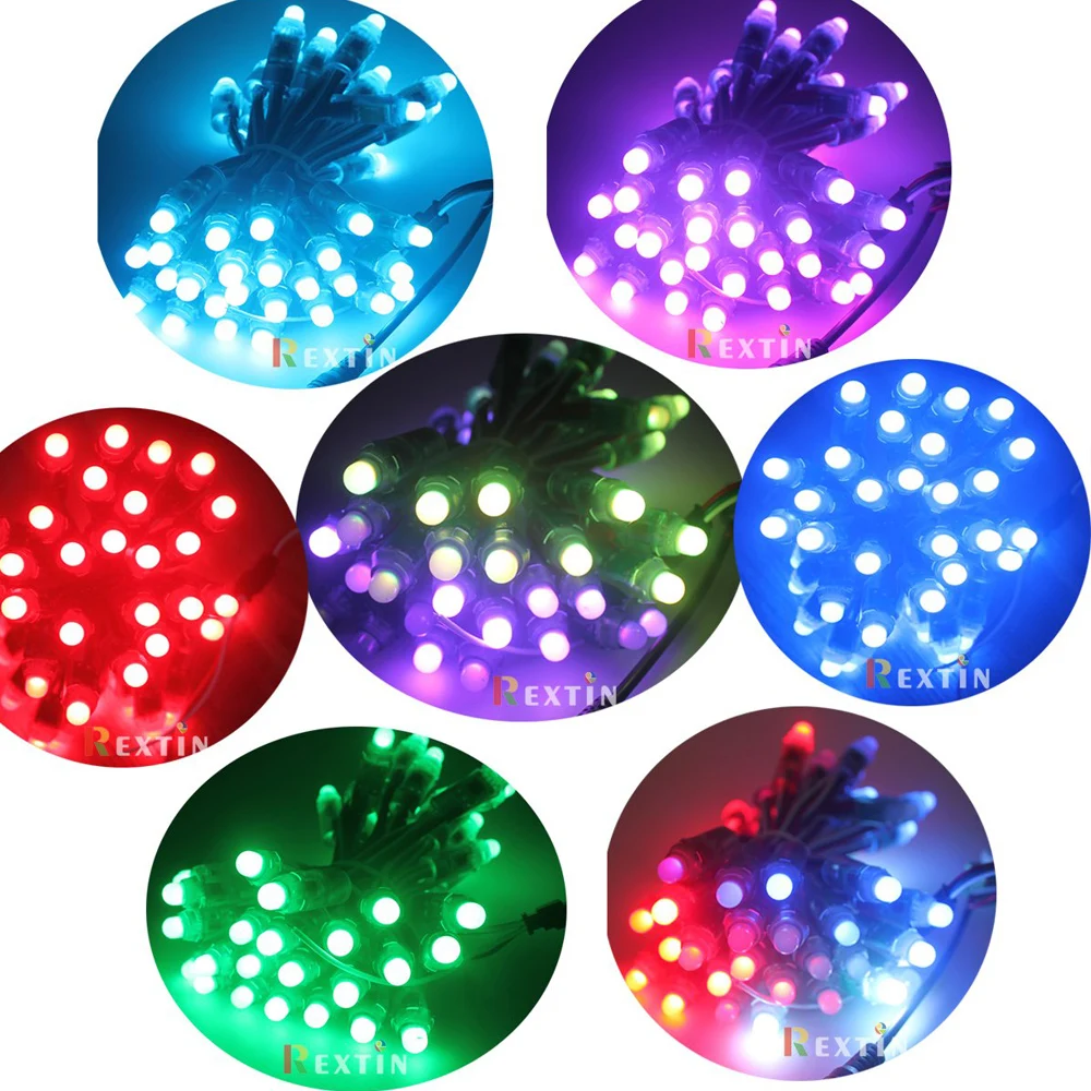 target string lights 12mm WS2811 2811 IC Full Color RGB LED Pixels Module String Light IP68 waterproof 5V 12V Holidays Christmas Festival lamp 50PCS outdoor bulb string lights