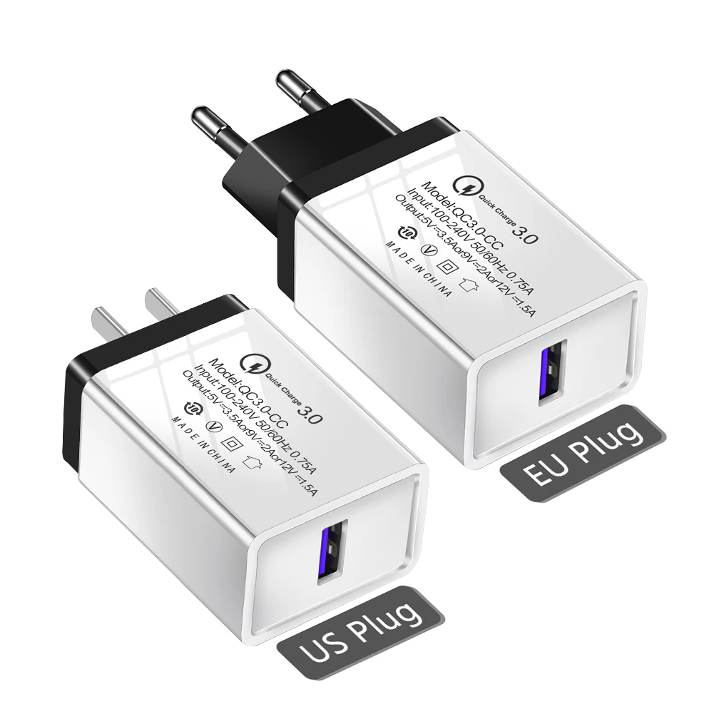 Быстрая зарядка 3,0 USB настенное зарядное устройство адаптер питания для путешествий QC 3,0 одно USB зарядное устройство для iPhone samsung Note 8 LG htc быстрая зарядка