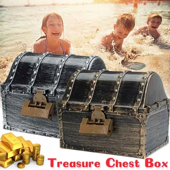 

Pirate Style Retro Treasure Storage Box Kids Children Toys Box Treasure Chest Jewelry Case with 2 Lock
