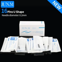 100 шт., 16 штифтов, u-образная игла, диаметр 0,25 мм, перманентные иглы для макияжа бровей, 3D Ручная вышивка C0