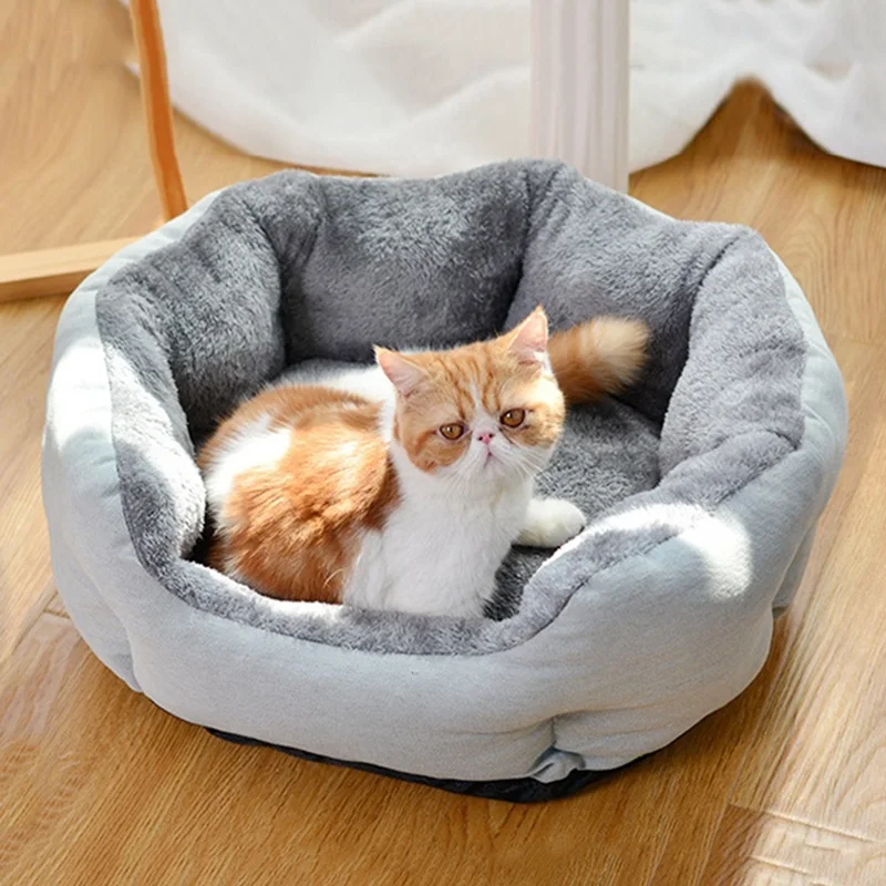 Горячая корзина для кошек, плюшевый домик для собак, зимняя кровать для питомцев, для щенка, котенка, круглый коврик для щенка, теплый коврик для кошек, SofaComfortable, товары для домашних животных