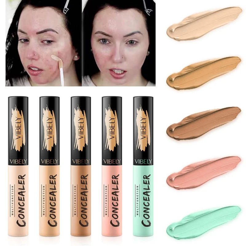 

5 Color Liquid Concealer Cream Contour Full Cover Face Makeup Facial Eye Dark Circle Pores Green Correctors Concealer Stick