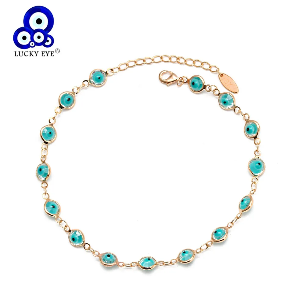 Lucky Eye Turkish Evil Eye Anklet Gold Color Copper Beach Foot Chain Leg Ankle Bracelet Adjustable for Women Girls Jewelry BD198 Lucky Eye Turkish Evil Eye Anklet Gold Color Copper Beach Foot Chain Leg Ankle Bracelet Adjustable for Women Girls Jewelry BD198