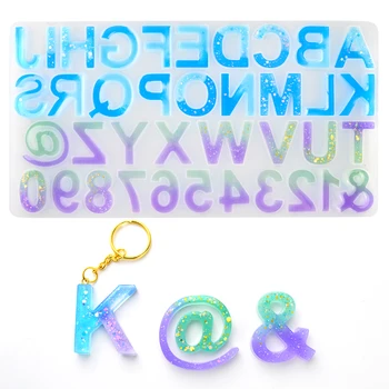 

English Alphabet Letter Number Pendant Casting Silicone Epoxy Resin Molds Set DIY Crafts Jewelry Making Tools