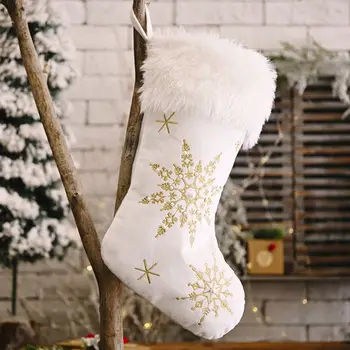 

Christmas Snowflake Stockings Decoration Fireplace Xmas Tree Hanging Pendant Bag 67JB