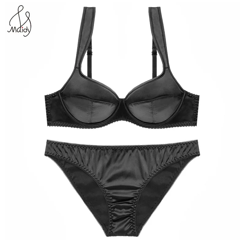 

Maidy Women's Bra Sexy Satin Push Up Bra Sets Underwire Plus Size A B C D 3/4 Cup Brassiere For Women Underwear Briefs Setes