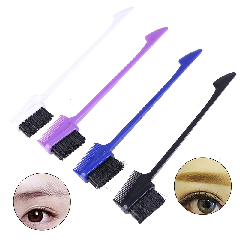 NEW 1pc Double Sided Eye Brow Eyelash Brushes Edge Control Eyebrow Comb Portable Make Up Tool 4 Colors