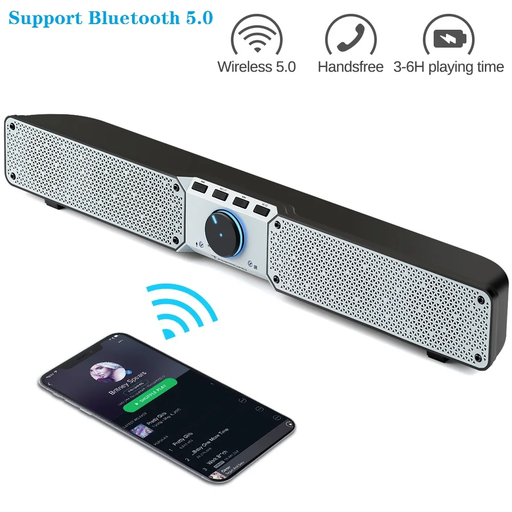 TOPROAD Саундбар 20 Вт портативный Bluetooth динамик беспроводной стерео сабвуфер s