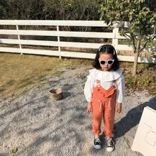 Корейский стиль, комбинезон с оборками для девочек, Весенние длинные штаны для маленьких девочек, От 2 до 7 лет