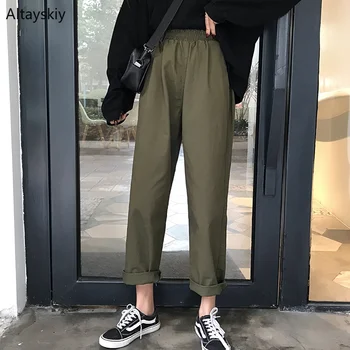 

Jeans Women 2020 Elastic Waist Solid Simple Loose All-match Korean Style Leisure Daily Wide Leg chic Womens Soft Trendy New