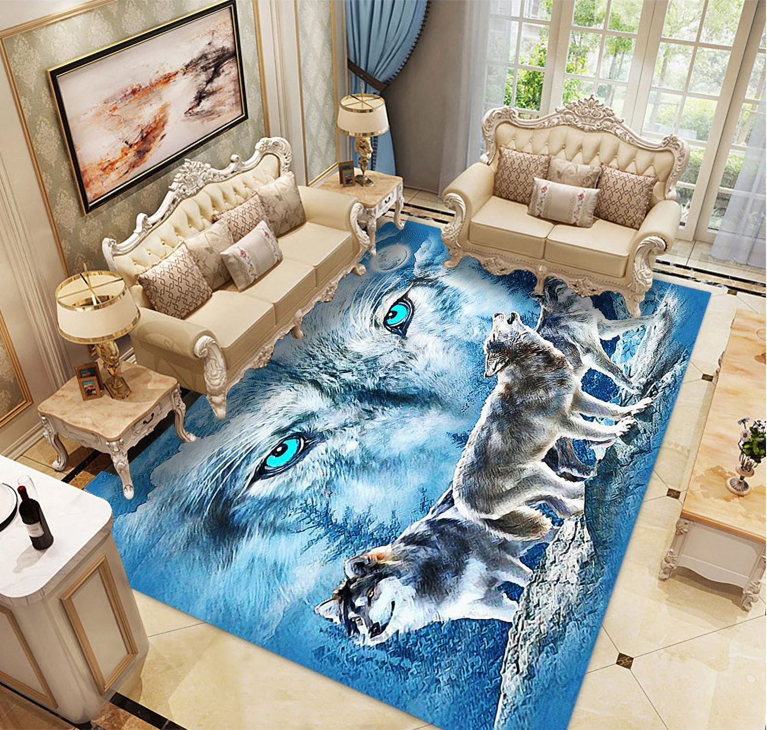 3D коврик с изображением снежного волка для спальни кухни детской комнаты