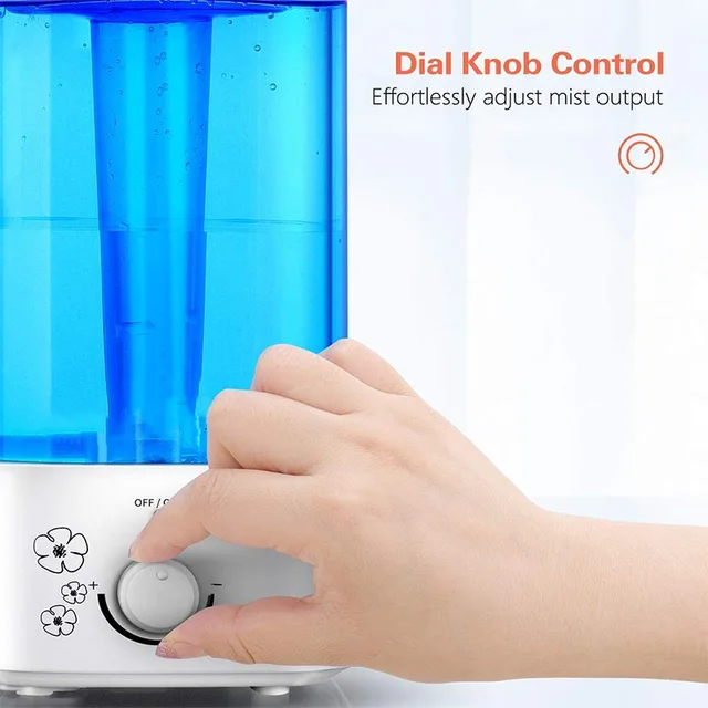 가정용 사일런트 콜드 미스트 가습기 2 리터 소형 가습기, 침실/거실 미국 플러그에 적합