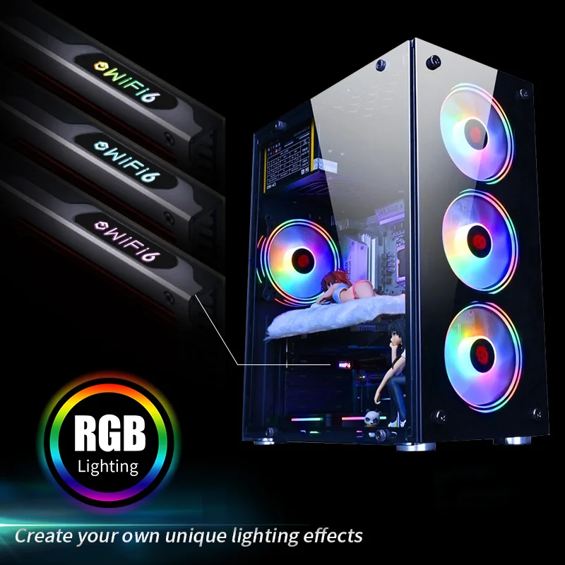 Cartão para Jogos de Computador Adaptador sem Fio Fenvi Wi-fi Pcie Wifi Desktop Bluetooth 5.1 Banda Dupla 802.11ax Mu-mimo Rgb Luz Ax3000 6 - Imagem 5