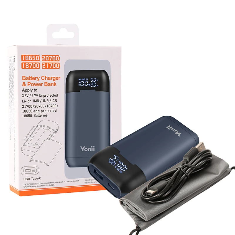 Carregador de Bateria Faça Você Mesmo Caixa Banco Potência Qc3.0 pd Portátil 18w Case Carregamento Rápido para 18650 217000 20700 Baterias de Lítio 18650 Case - Image 5