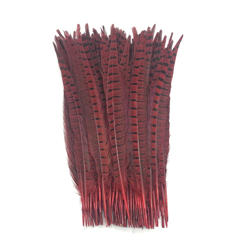 EMS 10 шт красивые украшения DIY перо фазана 30-35 см - Цвет: Красный