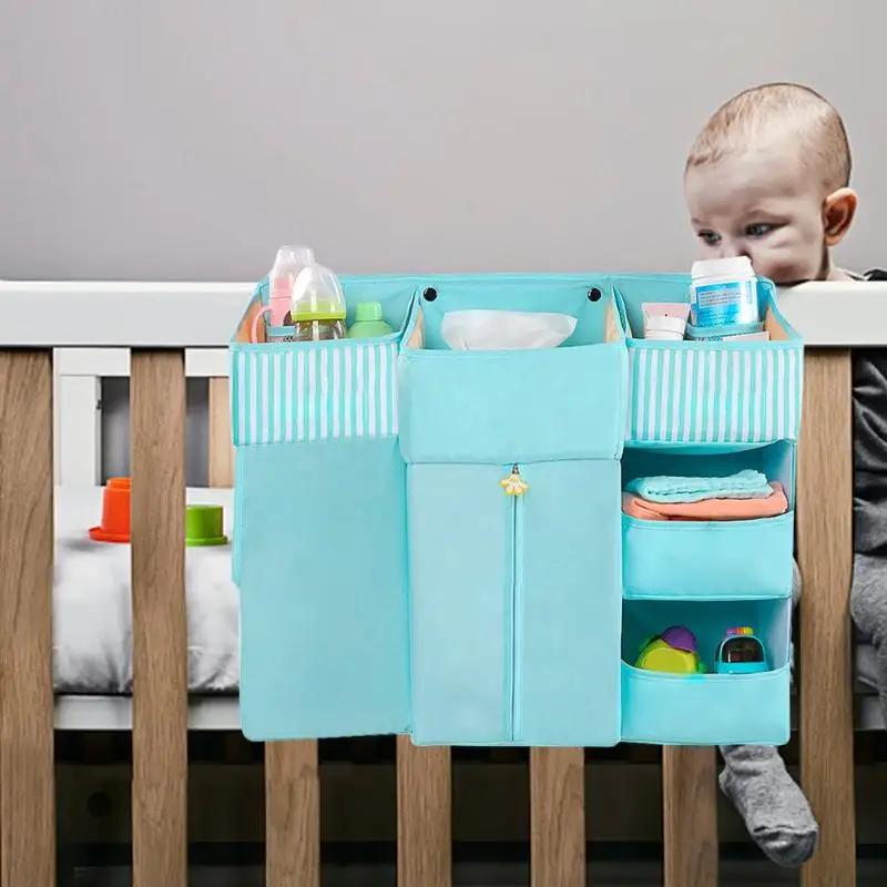 

Nursery Hanging Storage Bag Diaper Pocket Portable Detachable Hollow Board Design Durable for Newborn Crib Bedding Set