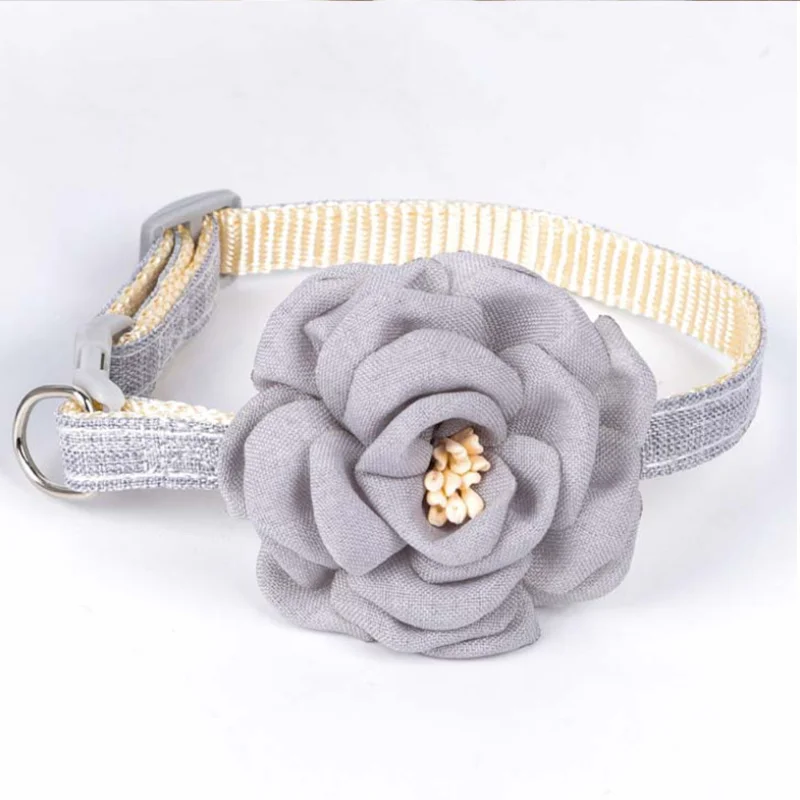 Camellia Soild Pet Collar Kitten Flower Cat Cotton Collar Adjustable Puppy Necklace Decoration Cat Accessories Pet Supplies