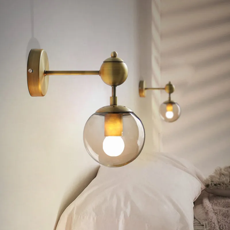 

Retro Industrial Style Bedroom Bedside Led Wall Light Creative Magic Bean Glass Designer Bath Aisle Living Wall Sconce Lighting