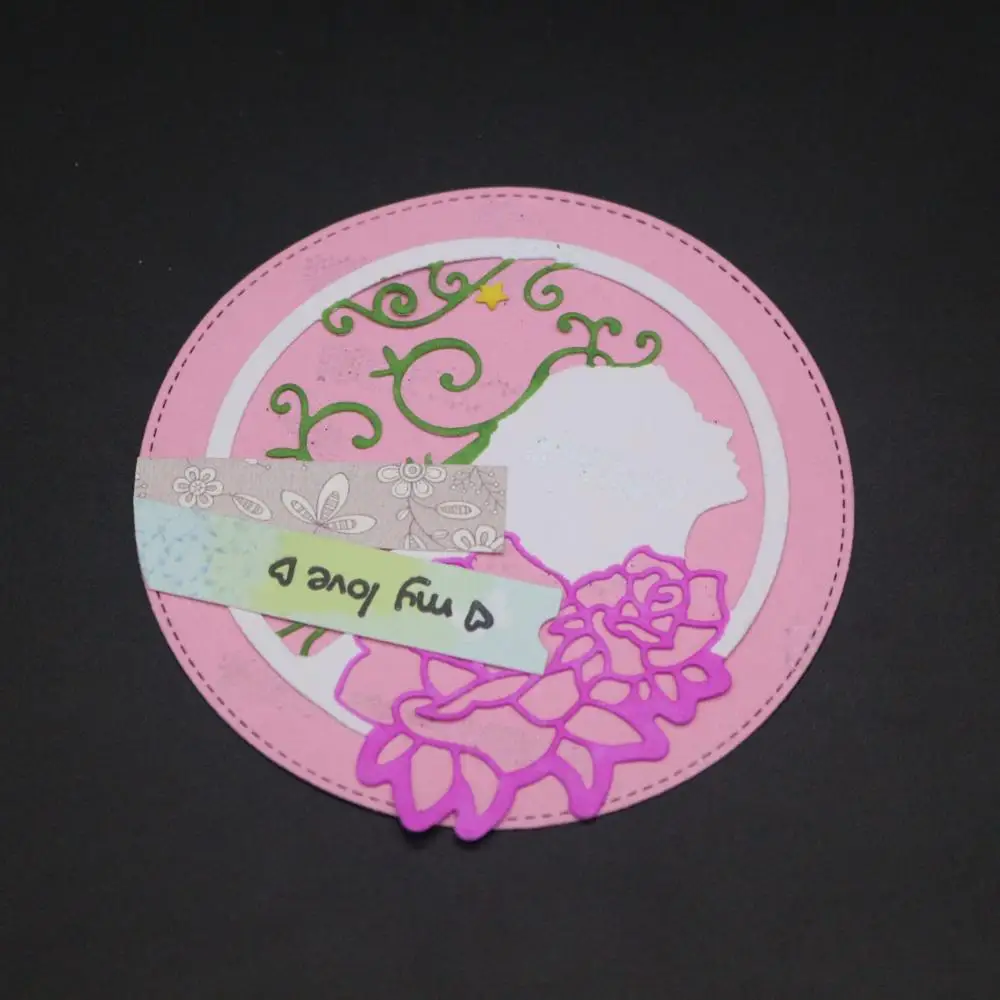 

AZSG girl FLOWE Greeting card Cutting Dies For DIY Scrapbooking Die Decoretive Embossing Stencial DIY Decoative Cards Die Cutter