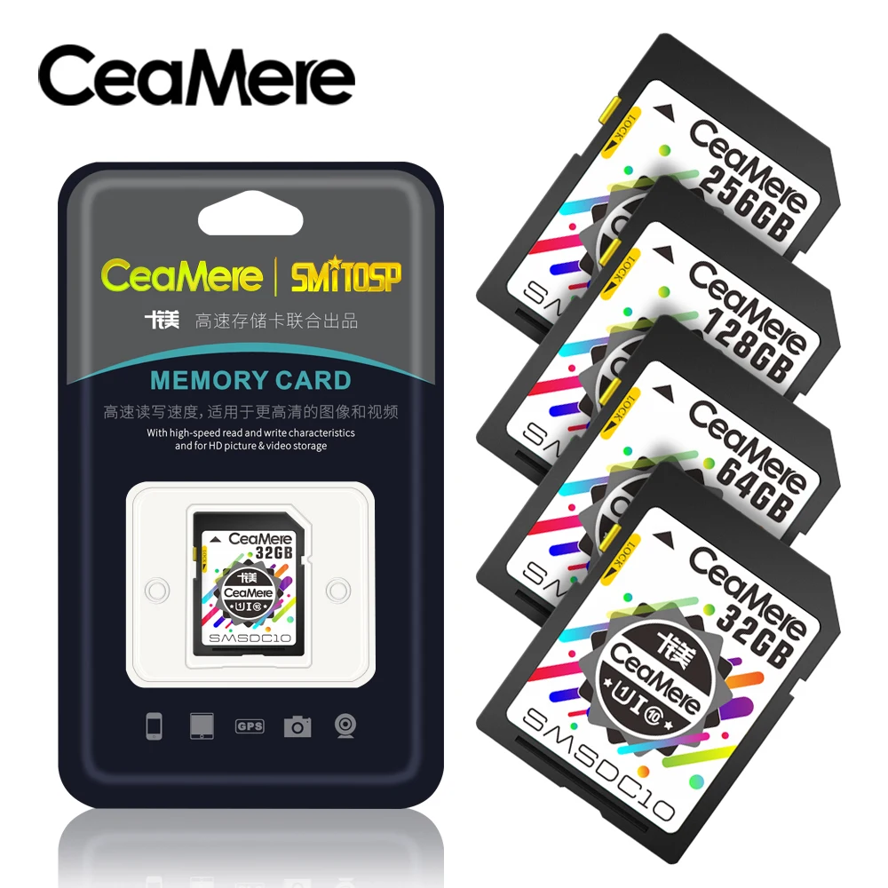 CeaMere Original SD Card 128GB 64GB 32GB 16GB 8GB XC HC Flash Memory