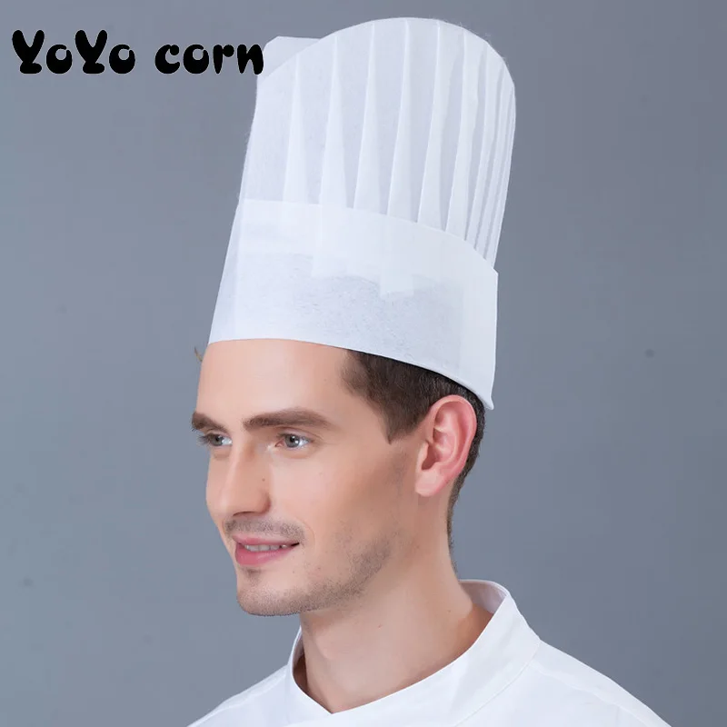 

YOYOCORN 10 Pieces Hat Hotel Western Restaurant Waiter Pastry Chef Restaurant Kitchen Chef High Hat Adjusting Work cap