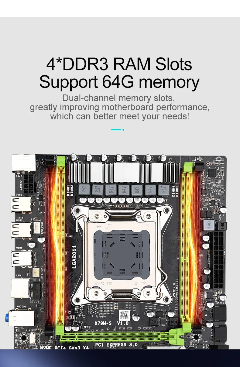 X79 Motherboard USB2.0 PCI-E 16X LGA2011 M ATX  X79M-S 2.0 Motherboard NVME M.2 SSD Support REG ECC Memory And Xeon E5 Processor computer mother board