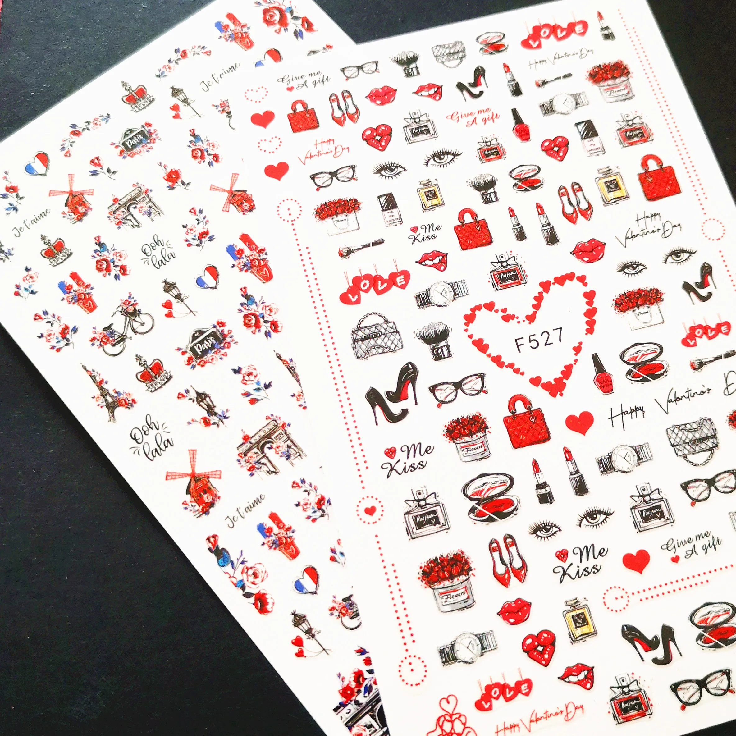 

Newest F-527 528 design nail sticker decal stamping back gule DIY nail decoration tools