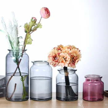 

1pc Small Glass Vase Household Flower Vase Home Decoration Hydroponic Dried Flower Plants Holder