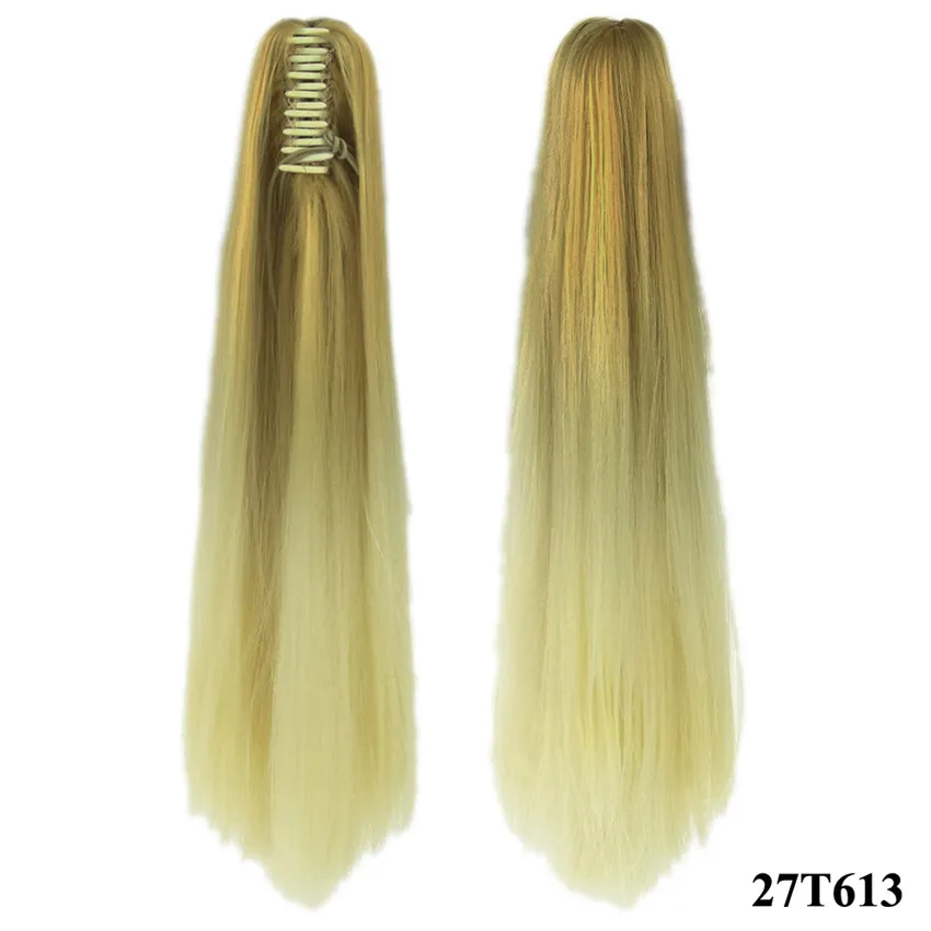 Длинные прямые синтетические конский хвост для женщин Ombre волосы кусок хвост Высокая температура волокна конский хвост волосы для наращивания для женщин