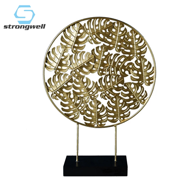 Strongwell металлическая статуя с листом статуэтки абстрактная скульптура ручной работы Домашний декор украшения аксессуары для гостиной свадебный подарок