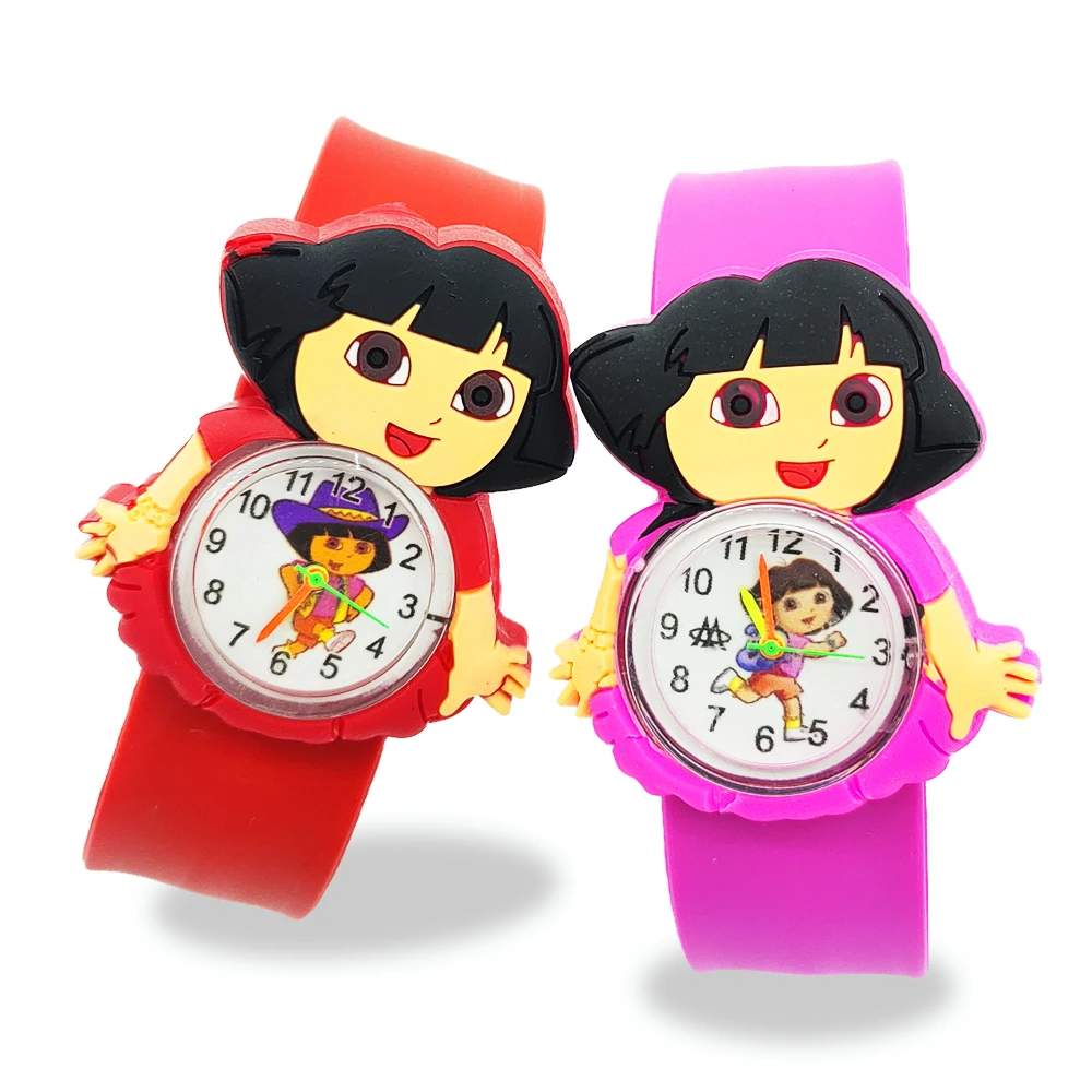 Dora 3D-reloj de cuarzo de princesa para niñas, pulsera de silicona Slap Belt, juguetes para niños, regalo de Navidad para bebés