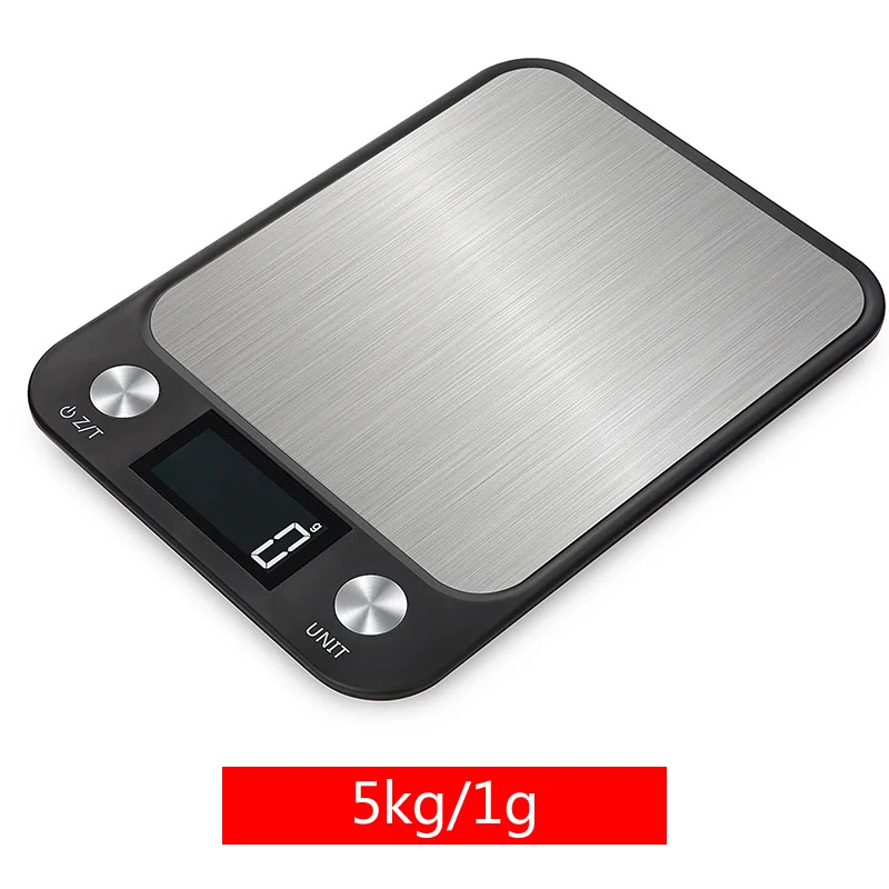 5 кг/10 кг x 1 г водонепроницаемые кухонные весы из нержавеющей стали с ЖК-дисплеем для выпечки пищи Многофункциональные цифровые весы инструменты для приготовления пищи - Цвет: black 5kg