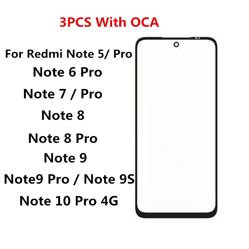 Передний экран для Xiaomi Redmi Note 5 6 7 8 9 10 Pro Max 3 шт./лот сенсорная панель ЖК-дисплей